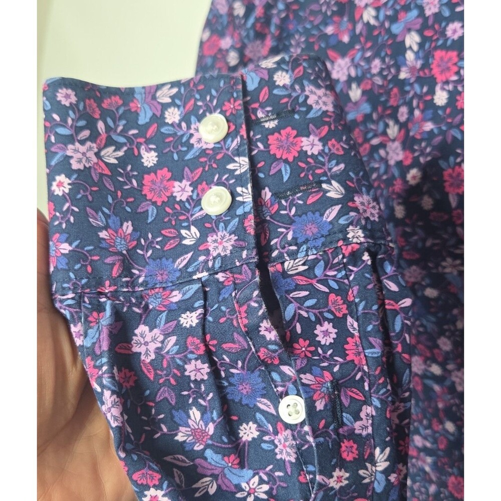 Lands' End Womens Supima Cotton Button Down Shirt 14 Floral Ditsy No Iron Casual - Picture 10 of 10